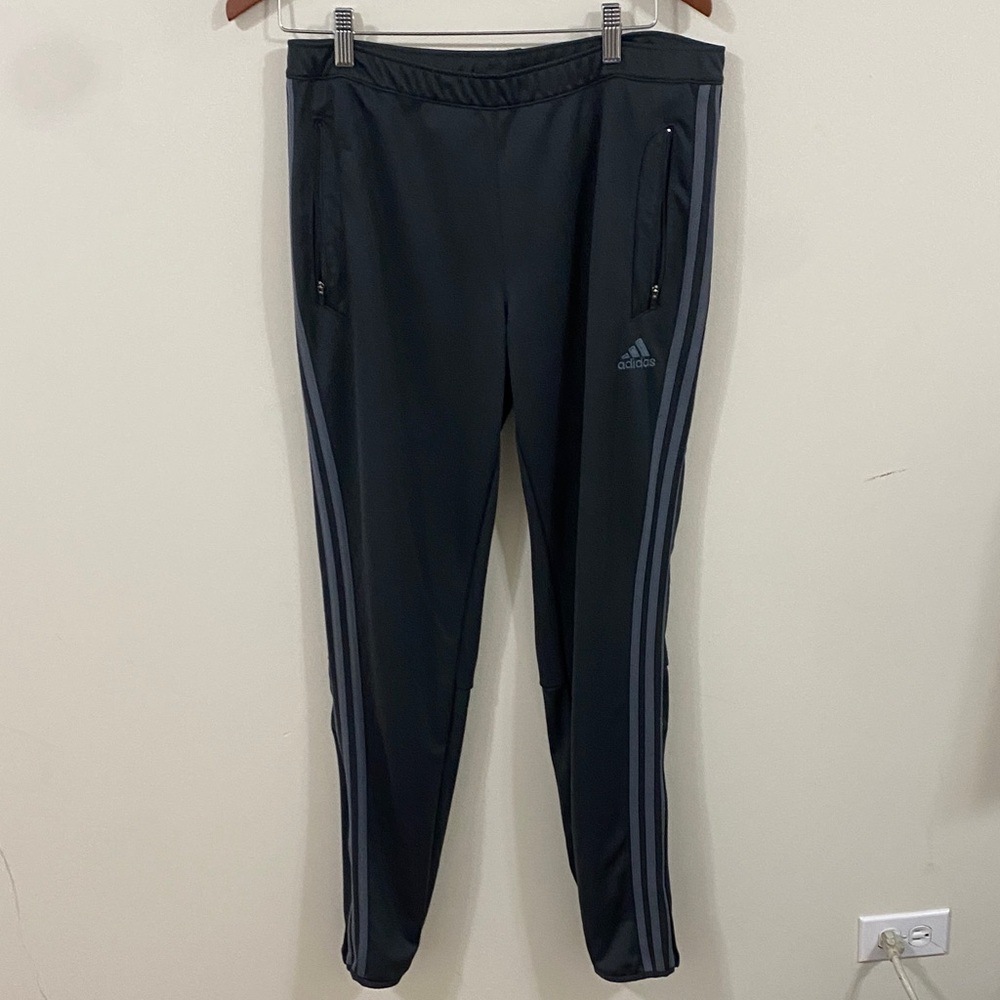 Adidas Dark Gray Track Pants with Stripes